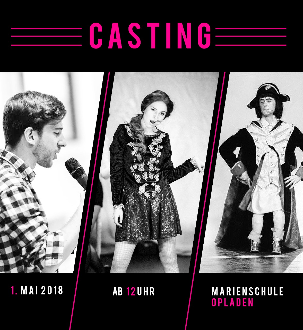 Casting am 1. Mai ab 12 Uhr in der Marienschule Opladen