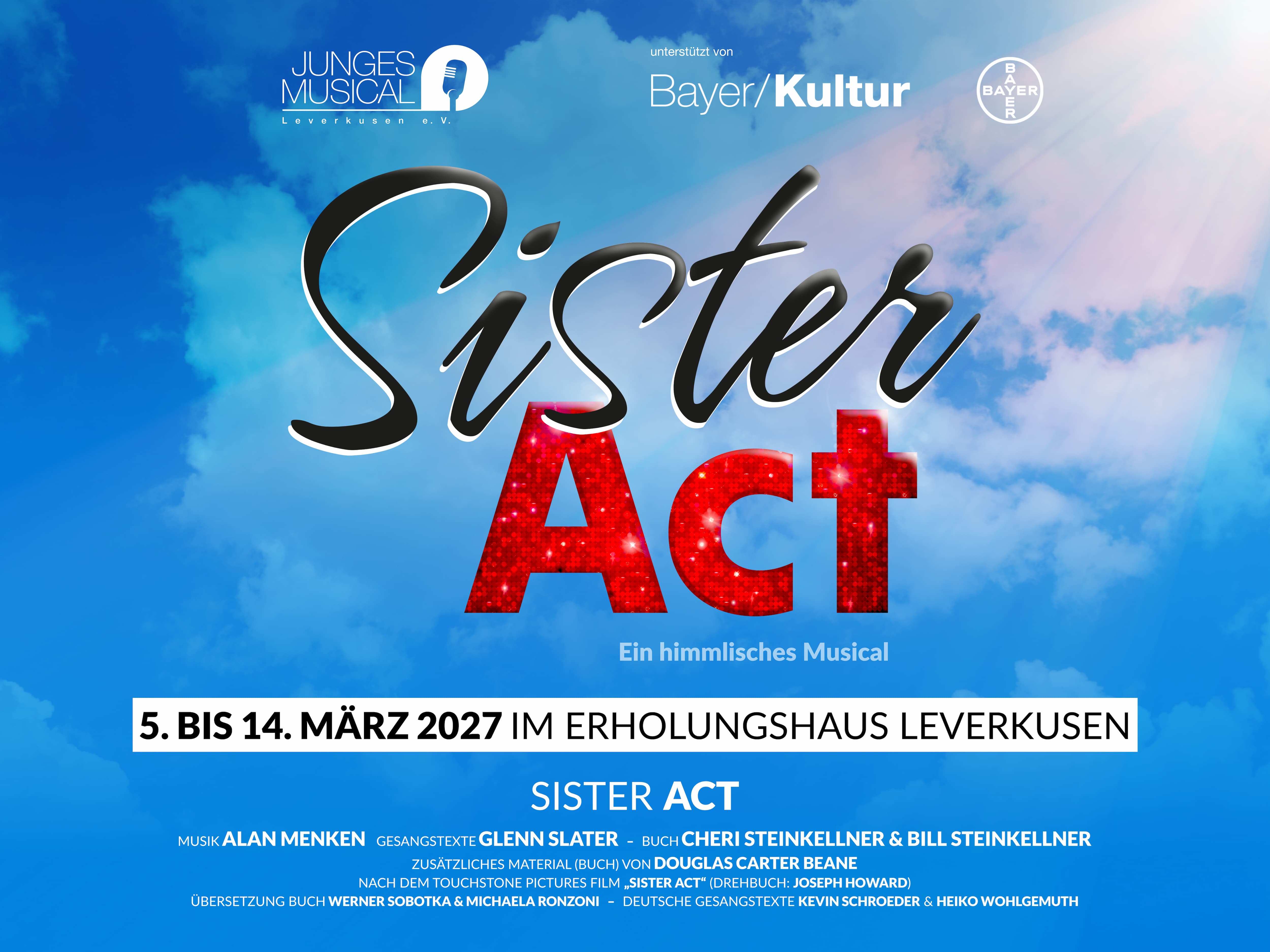 Plakatmotiv SISTER ACT – Ein himmlisches Musical, 5. bis 14. März 2027 im Erholungshaus Leverkusen